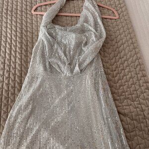 Sparkly halter cowlneck jumpsuit